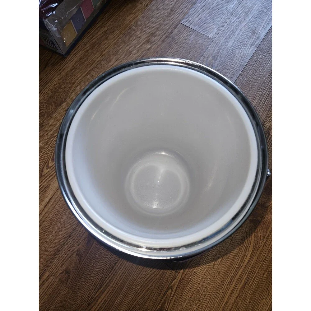 Vintage Kromex Faux Wood Grain Chrome Insulated Ice Bucket 11